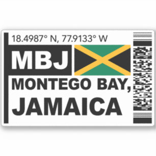 MBJ Montego Bay Bordkarte - Jamaika Reise Aufkleber