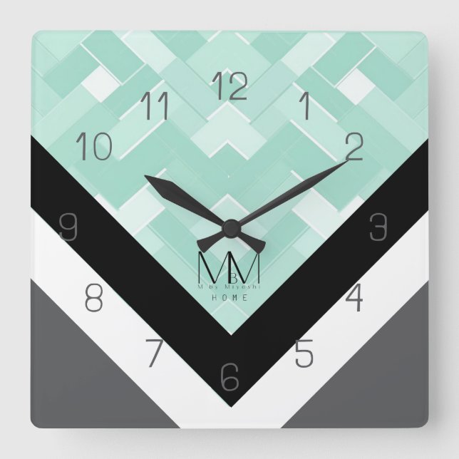 MbM ZUHAUSE Wall Clock - Minzfehler Quadratische Wanduhr (Vorderseite)