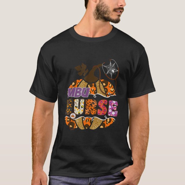 MBU Nurse Halloween Pumpkin Leopard Medical T-Shirt (Vorderseite)
