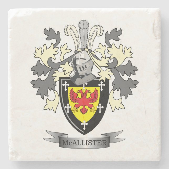 McAllister Familienwappen-Wappen Steinuntersetzer (Vorderseite)