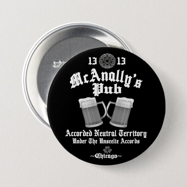McAnally's Pub White Logo Button (Vorne & Hinten)