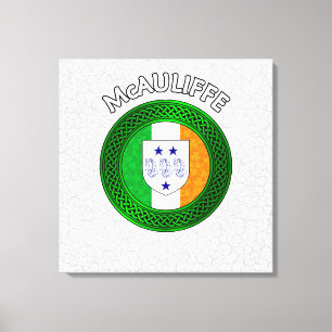 McAuliffe Wappen & Celtic Knot auf Kleeblatt Leinwanddruck
