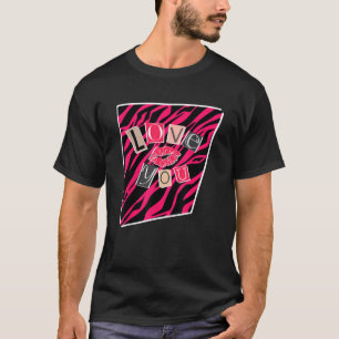 McBling Ästhetik heiß rosa und schwarz Zebra Kiss T-Shirt
