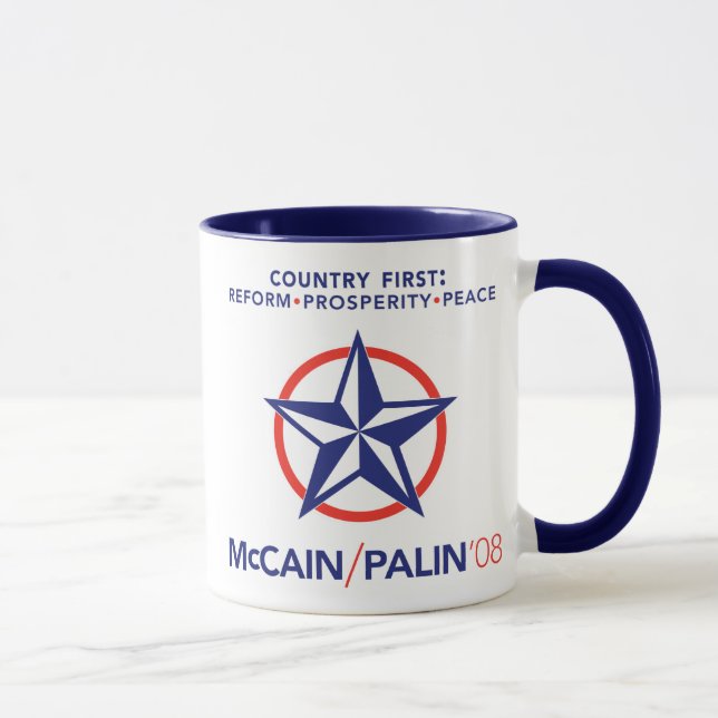 McCain/Palin Land-erste Stern-Tasse Tasse (Rechts)