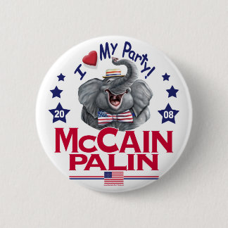 McCain Palin Republikaner-Elefant Button