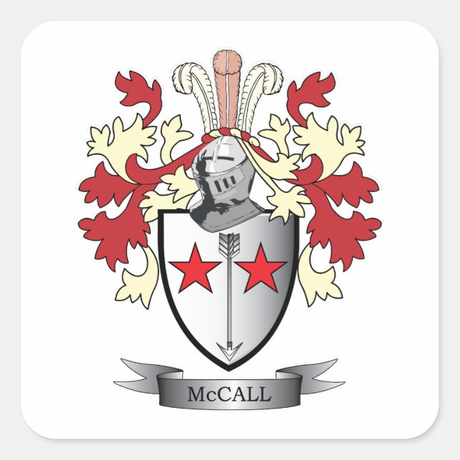 McCall-Familienwappen-Wappen Quadratischer Aufkleber (Vorderseite)
