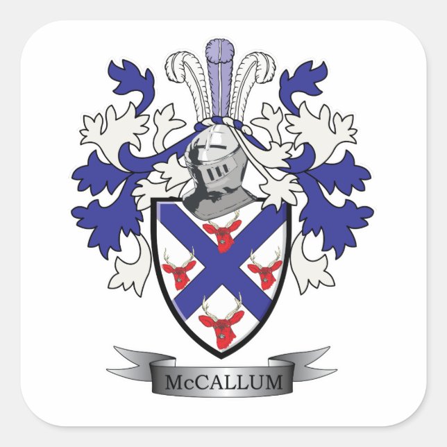 McCallum-Familienwappen-Wappen Quadratischer Aufkleber (Vorderseite)