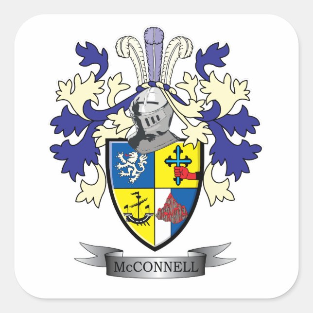 McConnell-Familienwappen-Wappen Quadratischer Aufkleber (Vorderseite)
