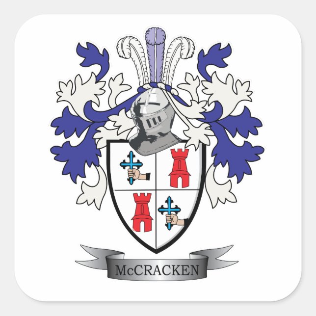 McCracken-Familienwappen-Wappen Quadratischer Aufkleber (Vorderseite)