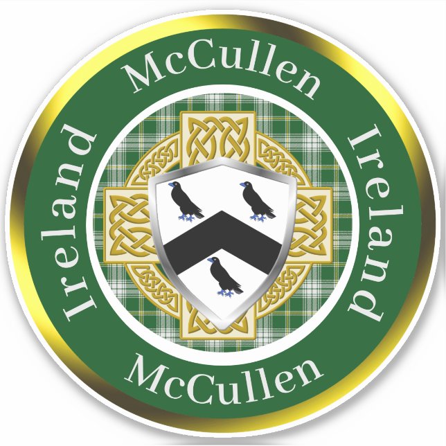 McCullen Shield & Celtic Cross Personalisiert Aufkleber (Vorderseite)