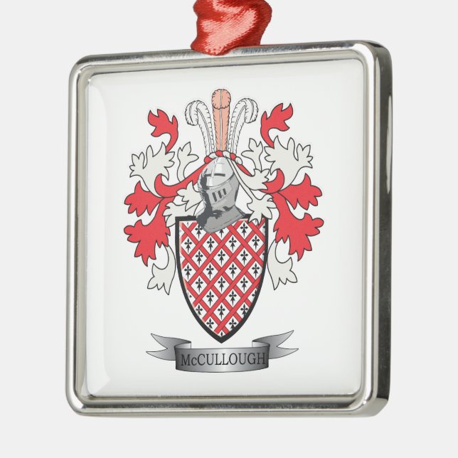 McCullough Familienwappen-Wappen Silbernes Ornament (Links)