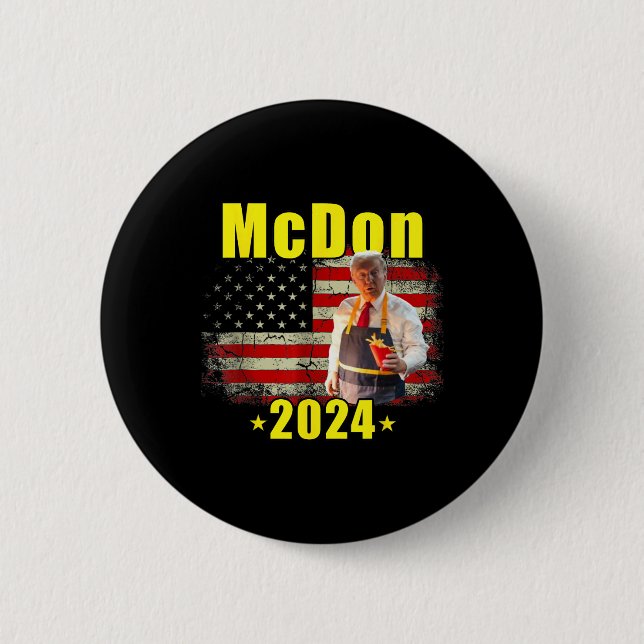 Mcdon Lustig Donald Trump Pommes Frites Kochen Fri Button (Vorderseite)