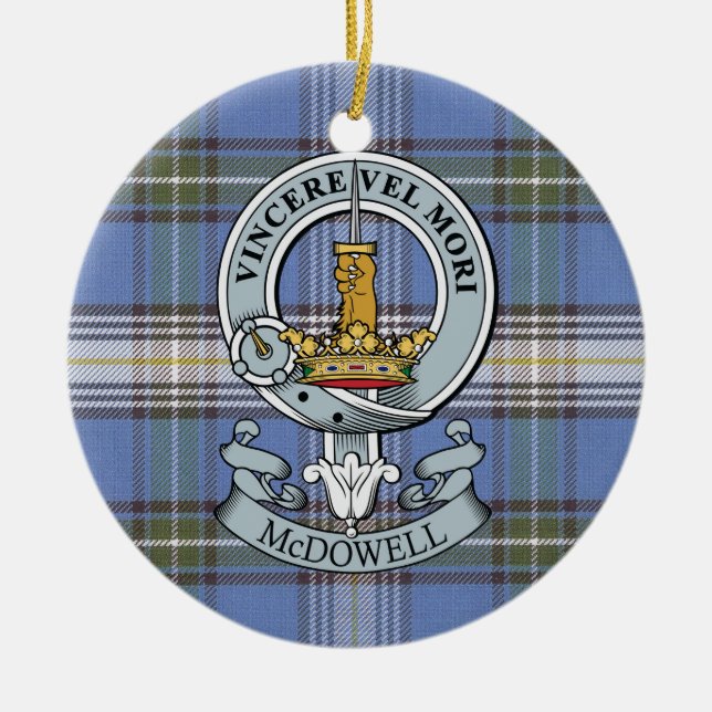 McDowell Wappen + Tartan-Kreis-Verzierung Keramikornament (Vorne)