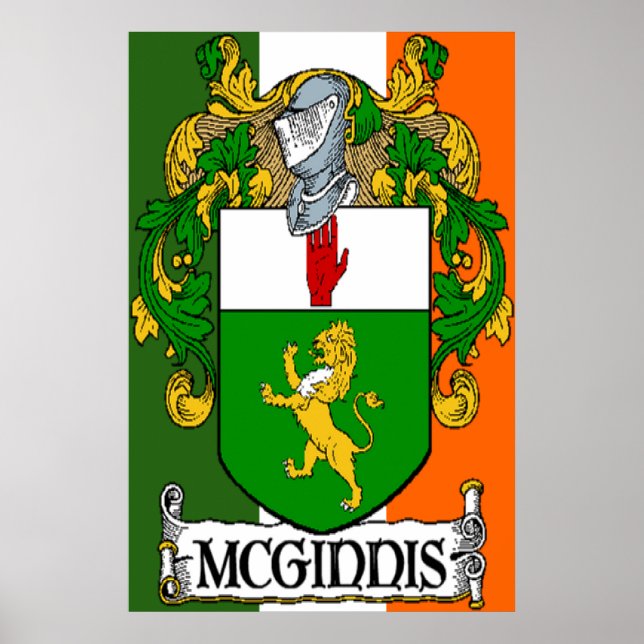 McGinnis Coat of Arms Irish Flag Print Poster (Vorne)