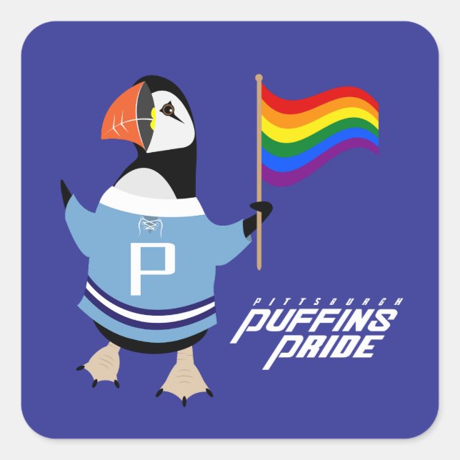 McGuffin Puffin Pride Quadratischer Aufkleber (Vorderseite)