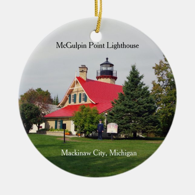 McGulpin Point Lighthouse(redroof)-Ornament Keramik Ornament (Vorne)