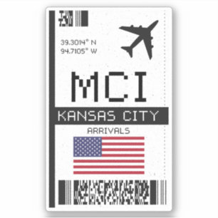 MCI Kansas City, Missouri Boarding Pass - Flughafe Aufkleber