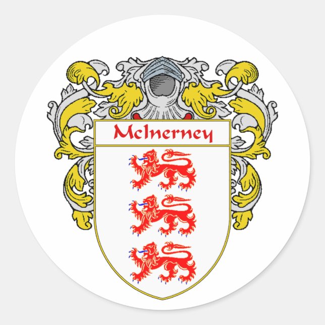 McInerney-Wappen (mantled) Runder Aufkleber (Vorderseite)