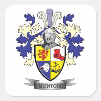 McIntosh Family Crest Coat of Arms Quadratischer Aufkleber