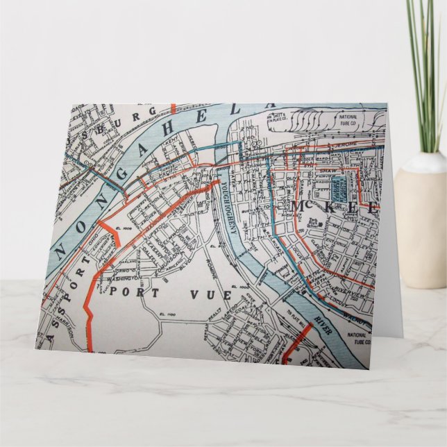 McKeesport, PA Vintag Map Karte (Vorderseite)