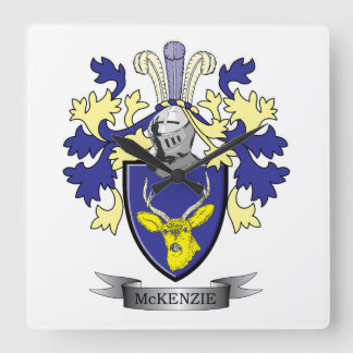 McKenzie Family Crest Coat of Arms Quadratische Wanduhr