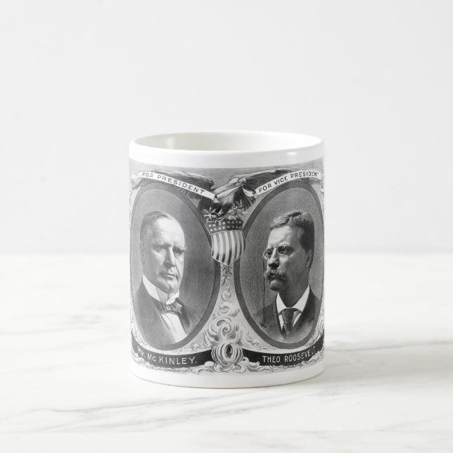 McKinley- und Roosevelt-Wahl-Plakat Kaffeetasse (Mittel)