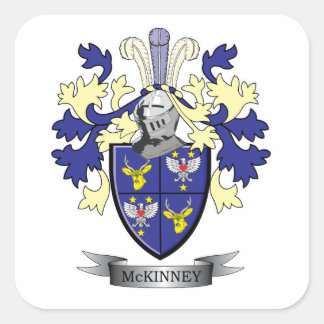 McKinney Family Crest Coat of Arms Quadratischer Aufkleber