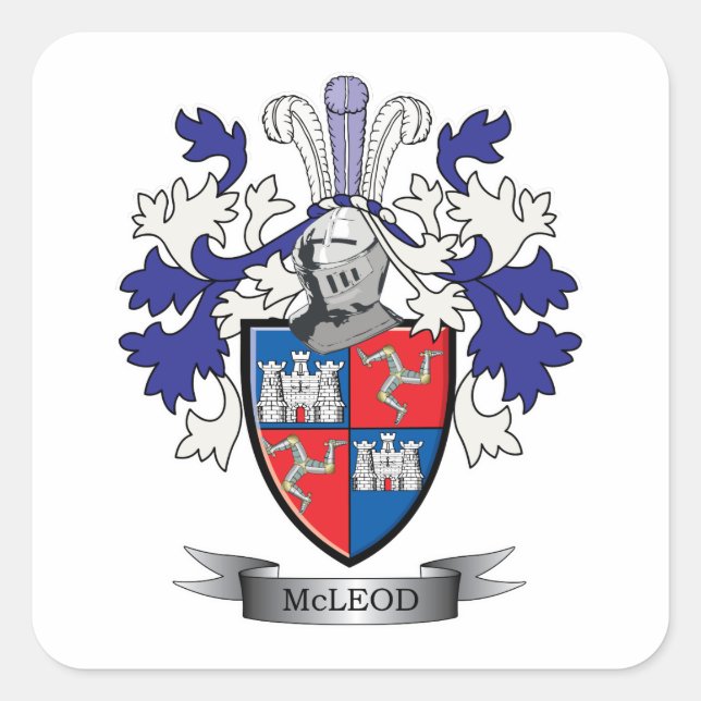 McLeod-Familienwappen-Wappen Quadratischer Aufkleber (Vorderseite)