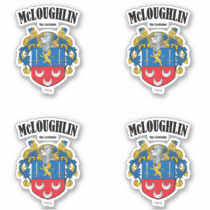 McLoughlin Wappen Irish Translation & Meaning (x4) Aufkleber