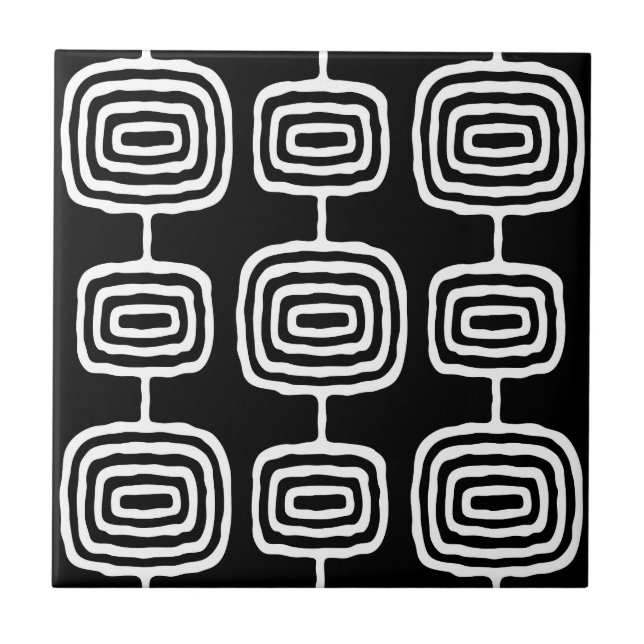 MCM Atomringe abstraktes Muster Fliese (Vorderseite)