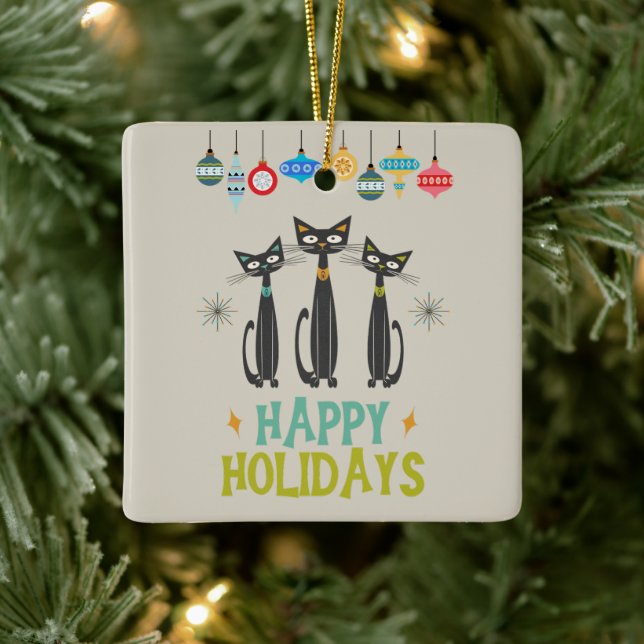 MCM Chats noirs et ornements Noël du milieu du siè (Arbre)
