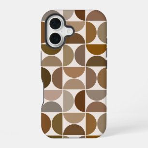MCM Halbkreise Braun+Creme Großes Muster iPhone 16 Hülle