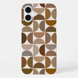 MCM Halbkreise Braun+Creme Großes Muster iPhone 16 Plus Hülle