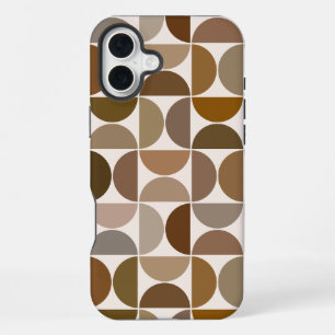 MCM Halbkreise Braun+Creme Großes Muster iPhone 16 Plus Hülle