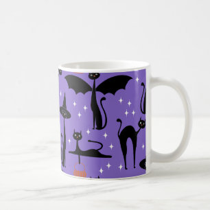 MCM Halloween-Kostüm Minimalist Katzen Lila Kaffeetasse