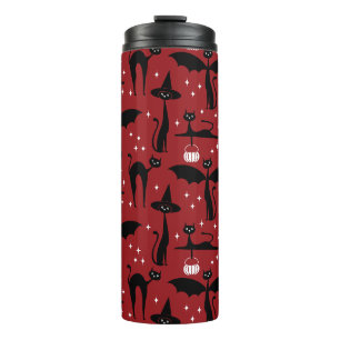 MCM Halloween-Kostüm Minimalistische Katzen Rot Thermosbecher