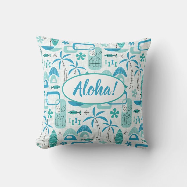 MCM Hawaiian Village - Blue Kissen (Vorderseite)
