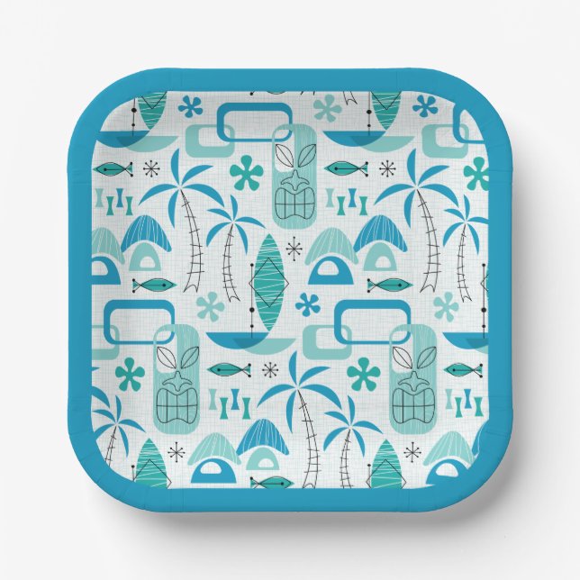 MCM Hawaiian Village – Blue Pappteller (Vorderseite)