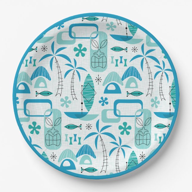 MCM Hawaiian Village – Blue Pappteller (Vorderseite)