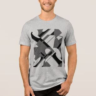 MCM-inspiriert Holzkohle Schwarz-Diagonale Geometr Tri-Blend Shirt