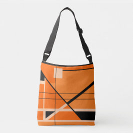 MCM Inspiriert Schwarze Beige auf Orange Geometric Tragetaschen Mit Langen Trägern