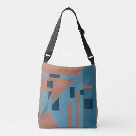 MCM Inspiriert Tan Blue Shades Geometric Design Tragetaschen Mit Langen Trägern