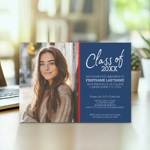 MCM Modernes Muster Red Blue Abschluss Foto Einladung