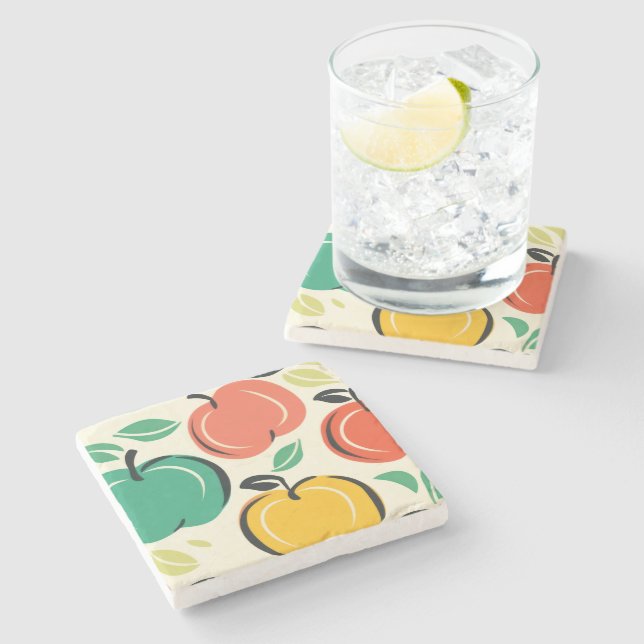 MCM Retro Apple Orchard Harvest  Steinuntersetzer (Seitenansicht)
