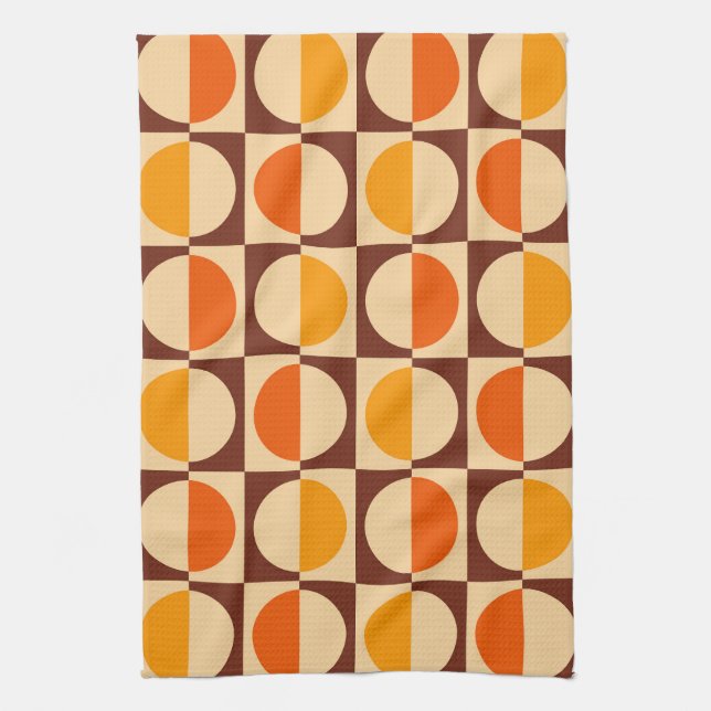 MCM Retro Geometric Half Square and Circle Muster Geschirrtuch (Vertikal)