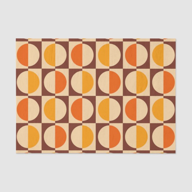MCM Retro Geometric Half Square and Circle Muster Seidenpapier (Vorderseite)