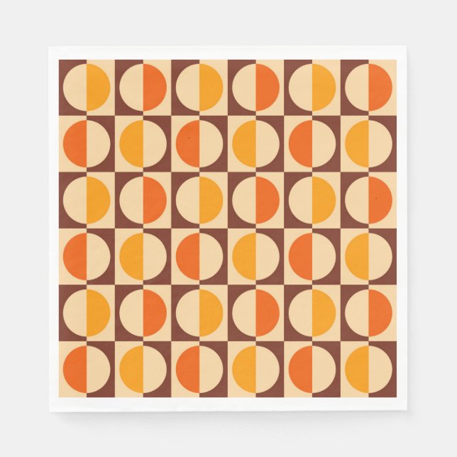 MCM Retro Geometric Half Square and Circle Muster Serviette (Vorderseite)