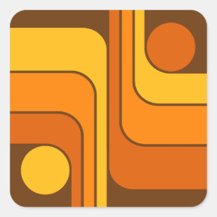 MCM Retro-Style geometrisches Design der 1970er Ja Quadratischer Aufkleber