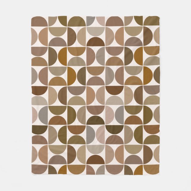 MCM Semicircles Browns+Cream-Muster Fleecedecke (Vorderseite)