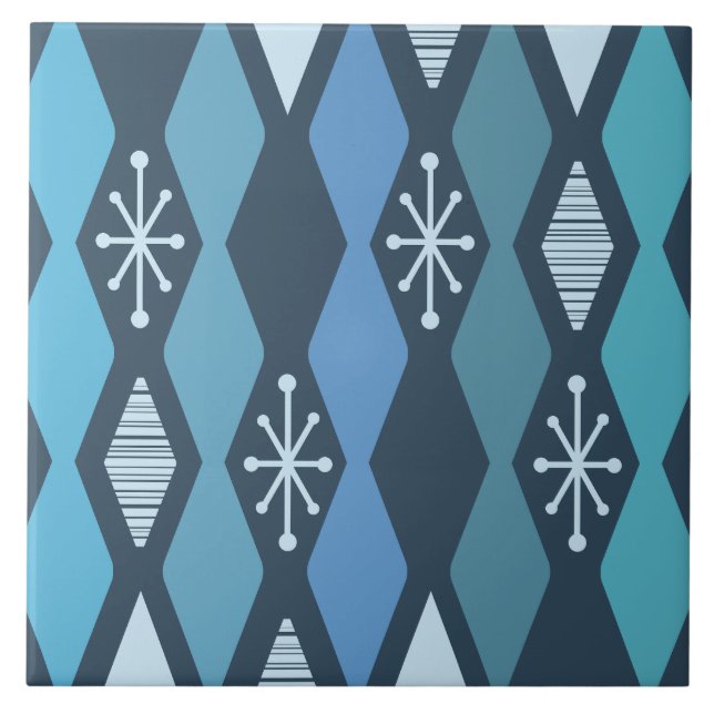 MCM-Spalten im Atomzeitalter Aquamarin blau Fliese (Vorderseite)